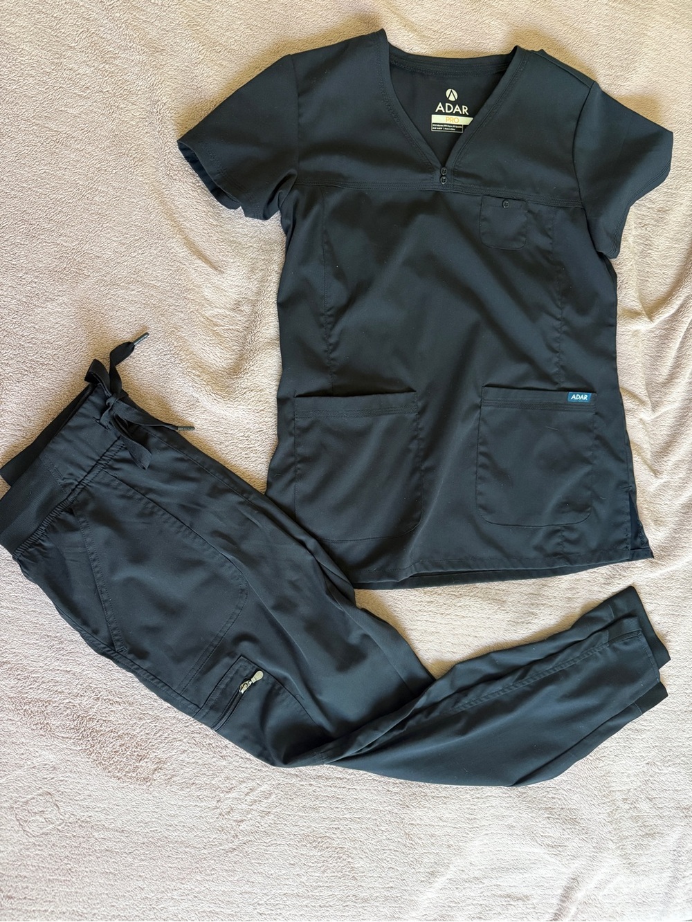 Adar Black Women's Scrub Set